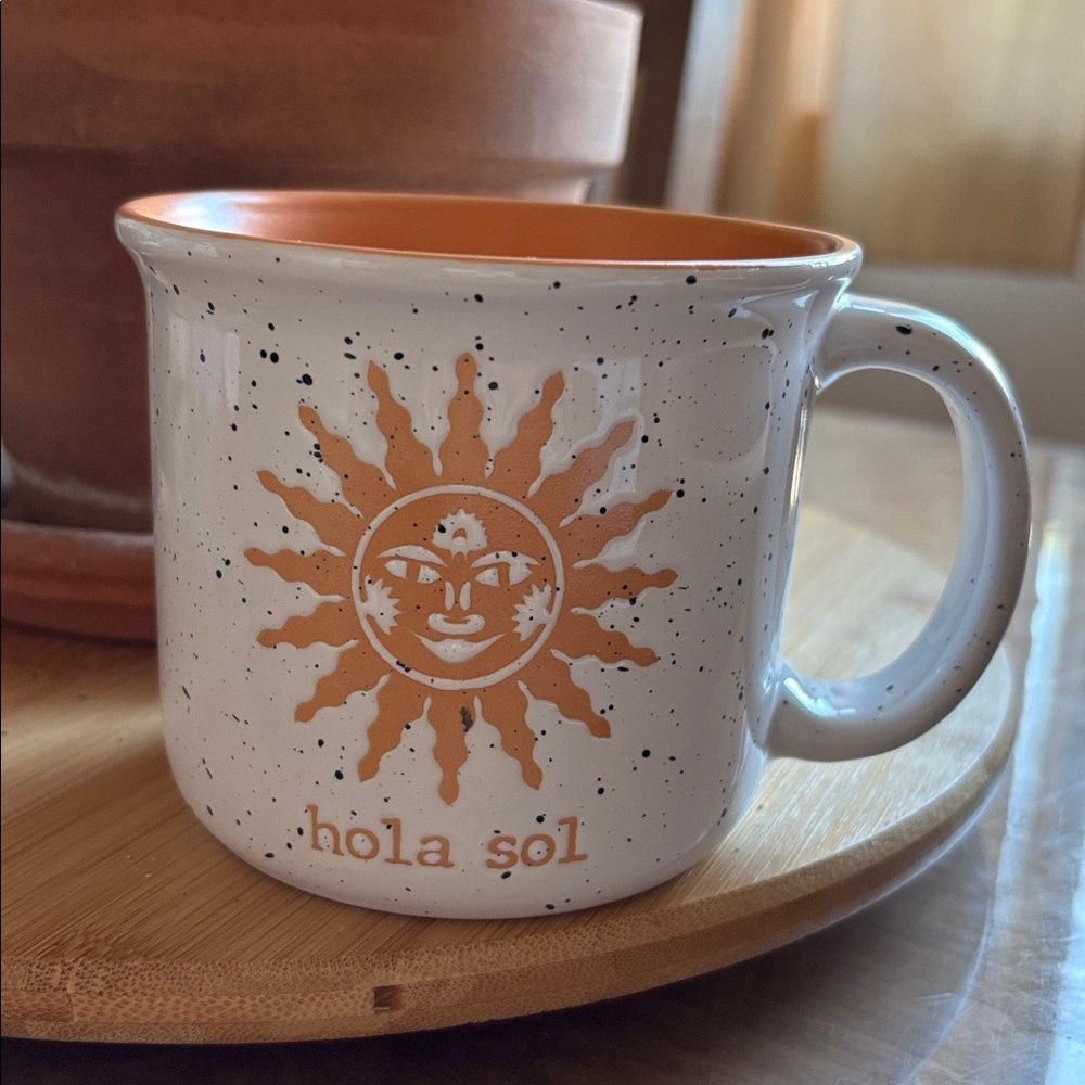 Hola Sol Speckled White and Orange Sun Mug